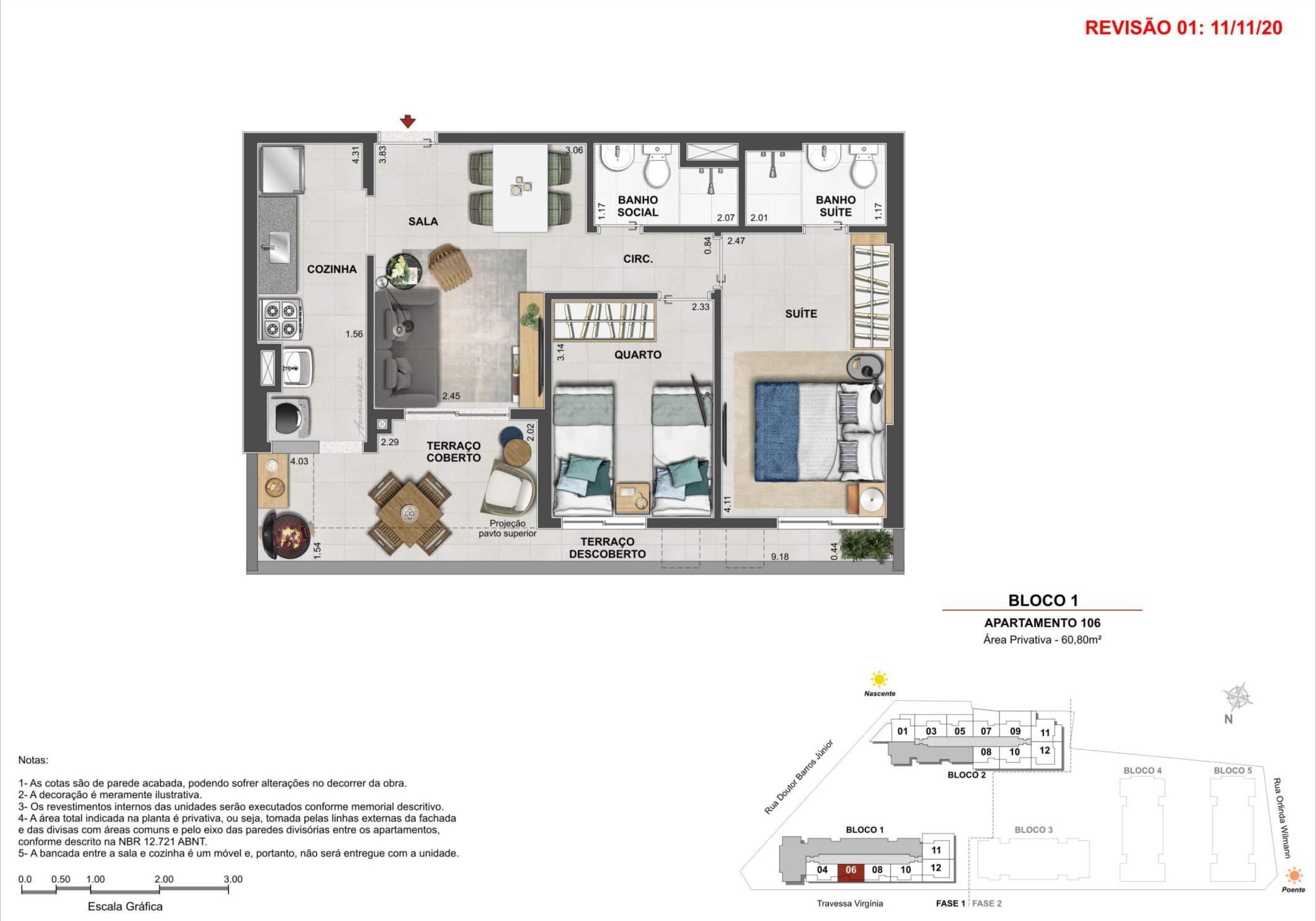 Planta - Apartamentos à venda, no Golden Clube Barros Júnior, Nova Iguaçu. 2 e 3 quartos, a partir de 53m² - isaacmimoveis.com.br