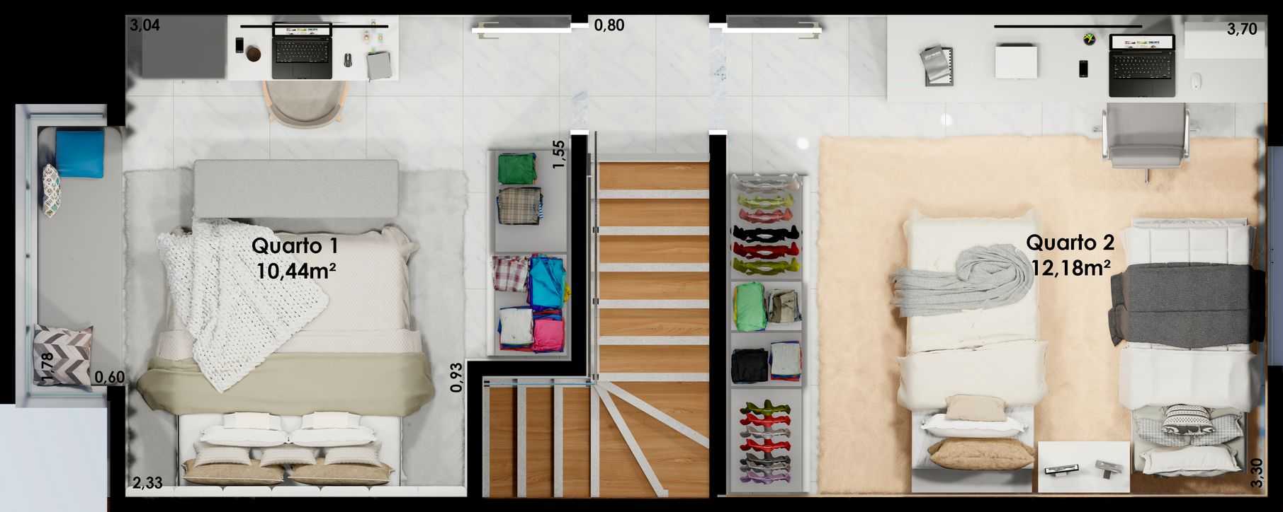 Planta - Casas DUPLEX, 2 quartos à venda, PRONTAS PARA MORAR no Beija-Flor Residencial, com 58m² - Nova Iguaçu/RJ - isaacmimoveis.com.br