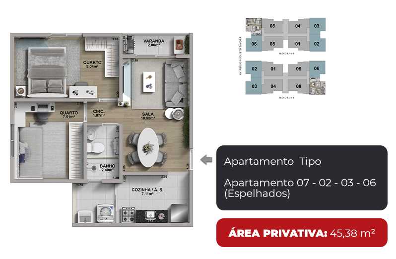 Planta - Apartamento à venda, 2 quartos em Nova Iguaçu com varanda, lazer completo e localização privilegiada no bairro Cabuçu - isaacmimoveis.com.br