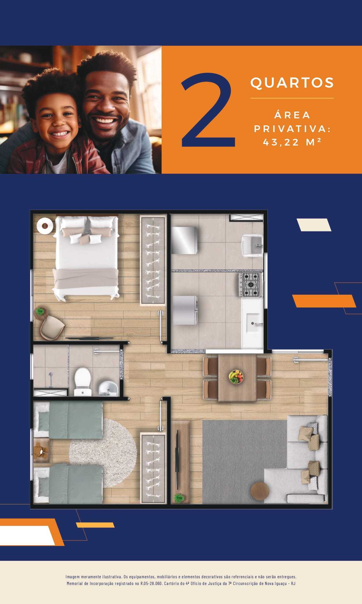 Planta - Lançamento Residencial Nova York em Nova Iguaçu: 1 e 2 Quartos, Condomínio Fechado com Lazer e Condições Especiais pelo MCMV - isaacmimoveis.com.br